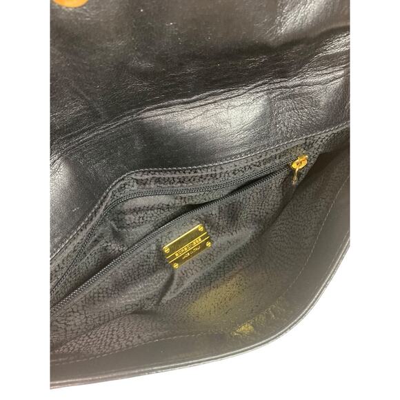 Borbonese Black Crinkle Patent Leather Envelope Clutch Bag 1990s - Picture 8 of 9